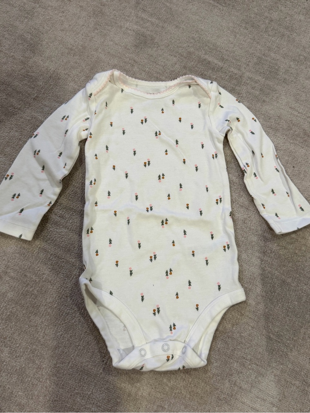 Carter's Cream Long-Sleeve Floral Print Baby Bodysuit